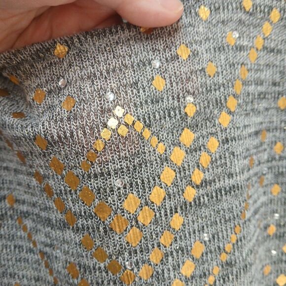 Beverly Drive Women's Plus Metallic Design Sweater Top 3X Gray Black/Gold Ladies - Picture 3 of 7